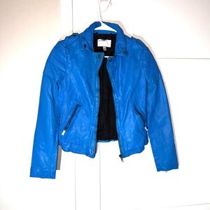 Muubaa Presley Blue Leather Jacket